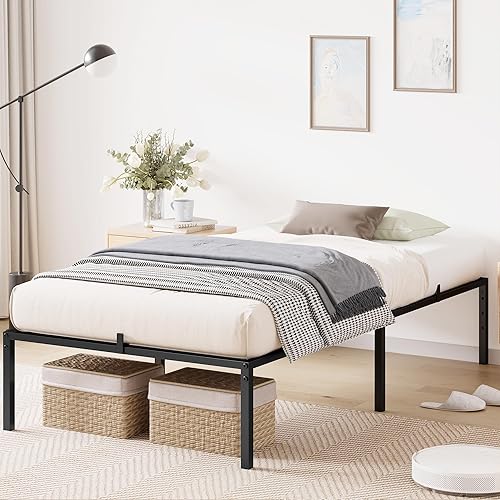 Miniatura 12 de Amyove Base de cama tamaño Queen, plataforma de metal Queen con soporte de acero 3 en 1, 14 pulgadas, no necesita somier, fácil de montar, base de