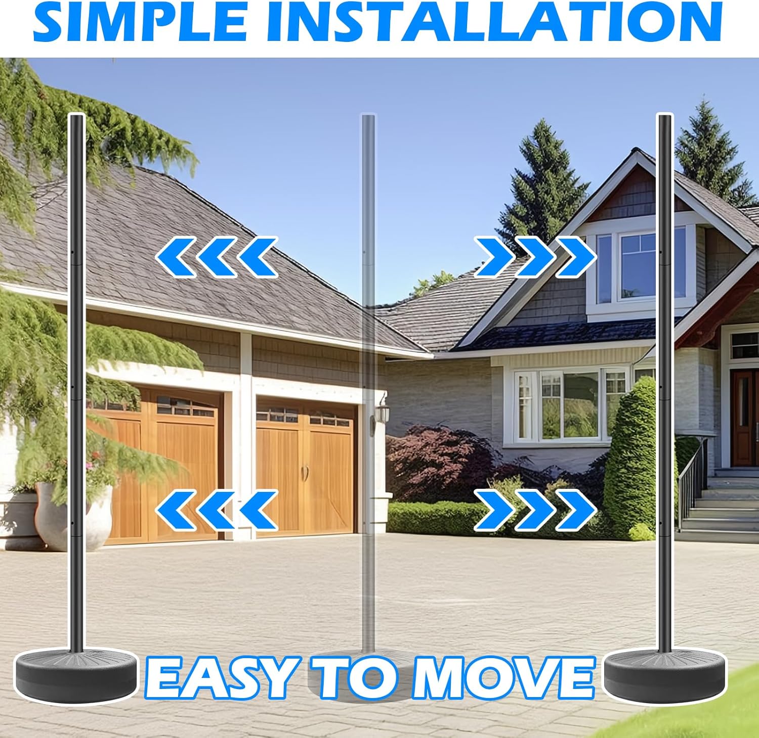 Street Lights Pole Outdoor with Detachable Base, Water or Sand Fillable for Outdoor, Patio, Market, Lawn, Garden, 50lbs Weight Capacity, 83" Detachable Base Street Lamp Post