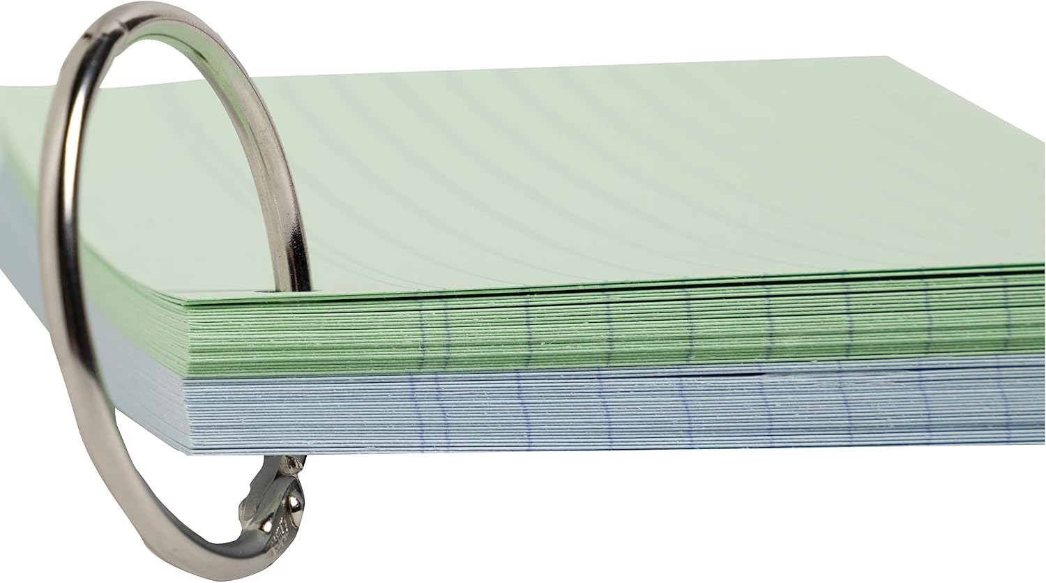 Exacompta - Ref 10330E - Bristol Revision Flashcards with Ring (Pack of 50 Cards) - A7 (77 x 105mm) in Size, Perforated Sheets, Lined Rulings - Random Colour