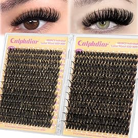 calphdiar Lashes Clusters 60D+80D Thick Eyelash Clusters 480PCS Wispy Lash Clusters Eyelash Extensions Fluff D-curly Individual Lashes 10-18mm DIY Volume Lash Extension at Home