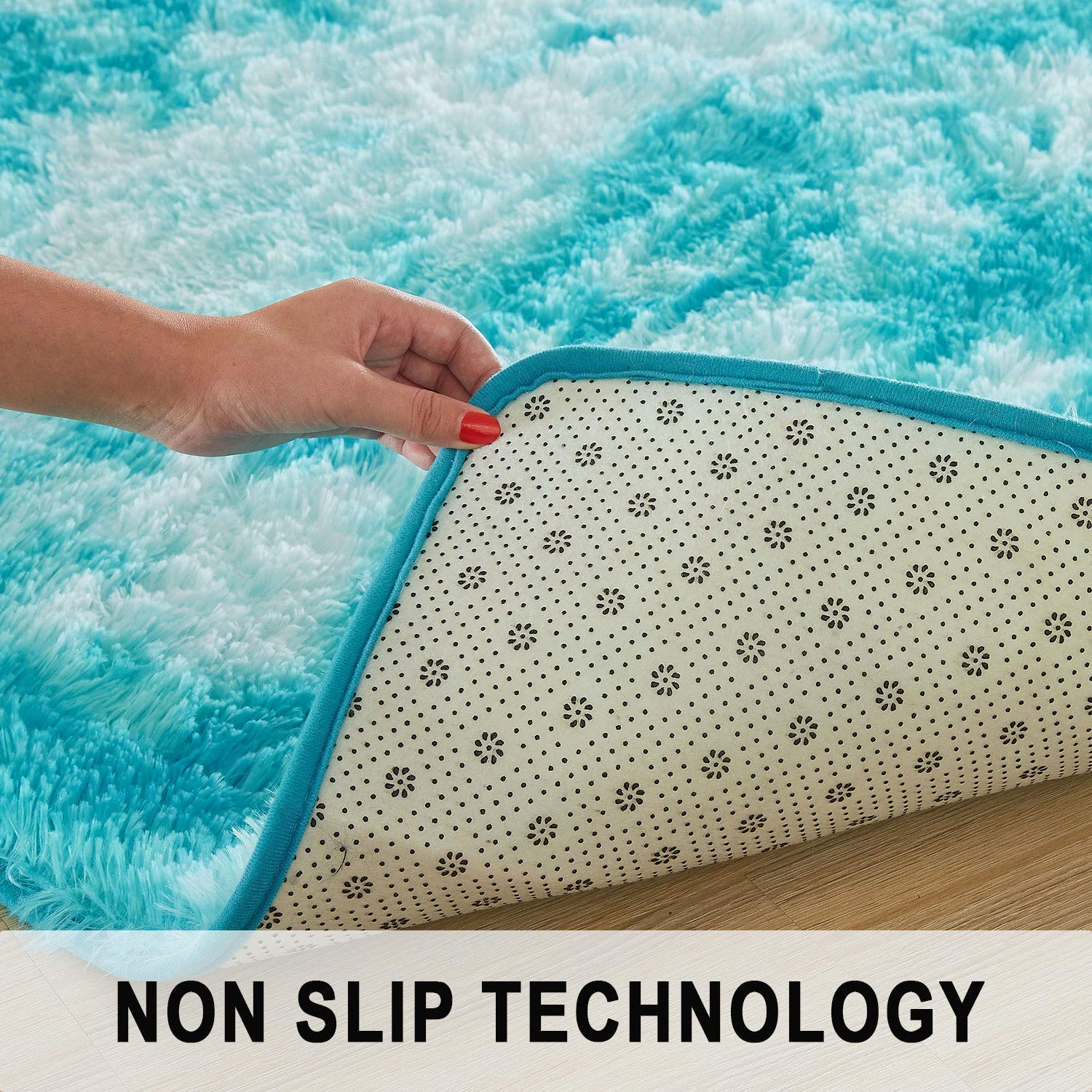 Peau de Mouton en Laine Tapis 120x180cm, Longhair Décoratif Coussin de Chaise, Longhair, Antistatique, pour Chambre d'enfant, Chambre à Coucher, Salon - Bleu