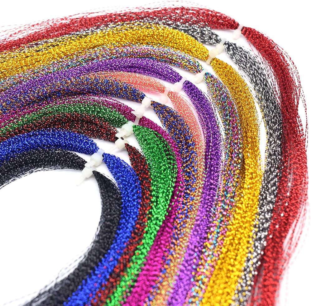 YZD Colorful Crystal Flash Fly Fishing Line 12 Packs Fly Tying Material for Make Fishing Lure Dry Wet Streamers Flies
