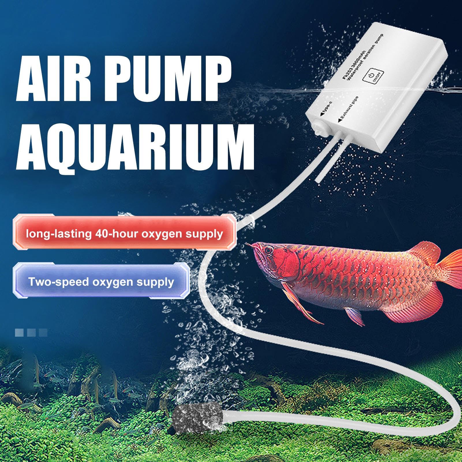Bomba De Aire para Acuario Burbujeador Ajustable Silencioso con USB para | Aerador para Estanques Piscinas Plantas Hidropónicas Interior Exterior