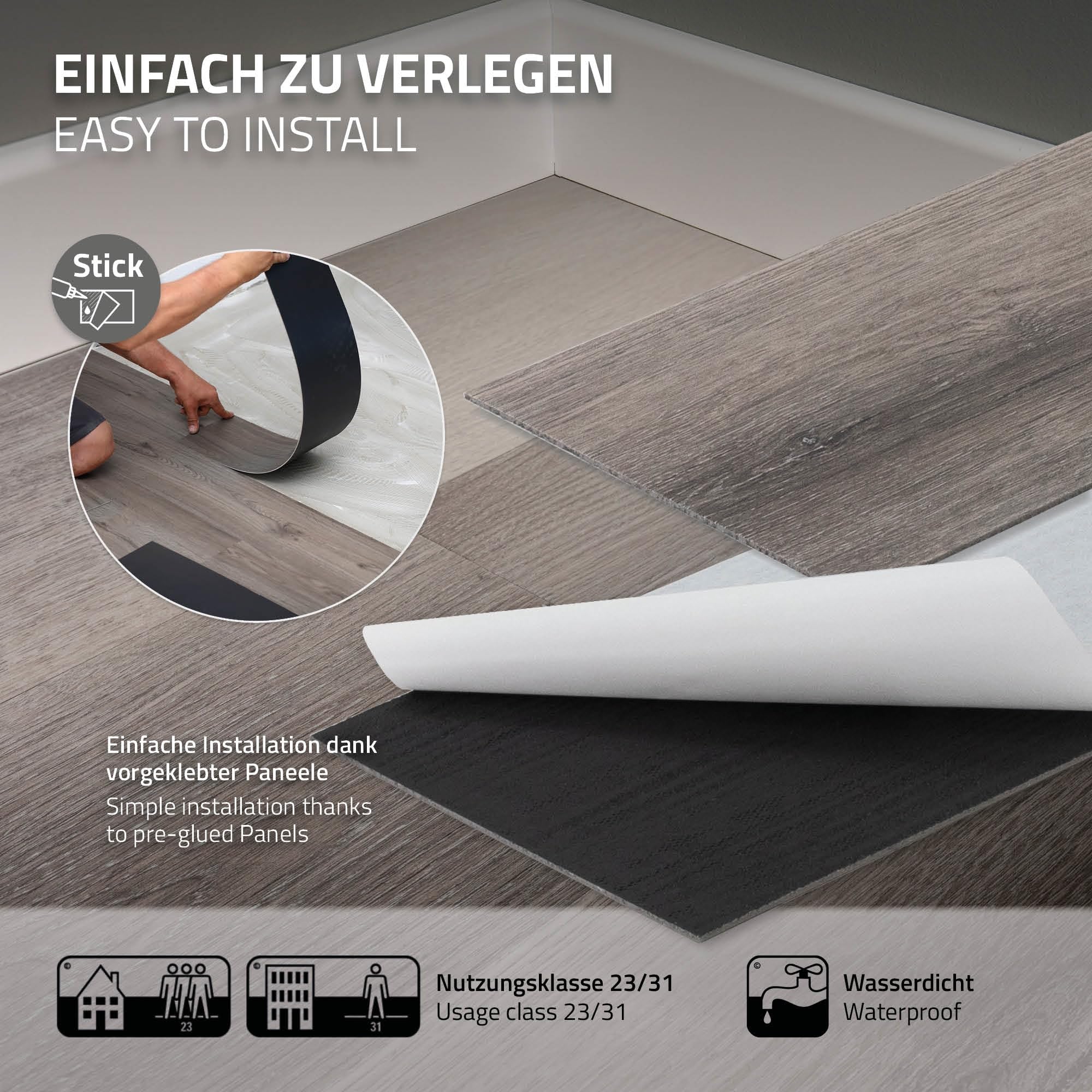 ML-Design Suelo Vinílico Adhesivo de PVC 11,15 m² Color Pino Gris Grosor 2mm Planchas de Vinilo Autoadhesivas 91,5x15,3cm 80x Láminas Aspecto Madera Antideslizante Impermeable Fácil Instalación