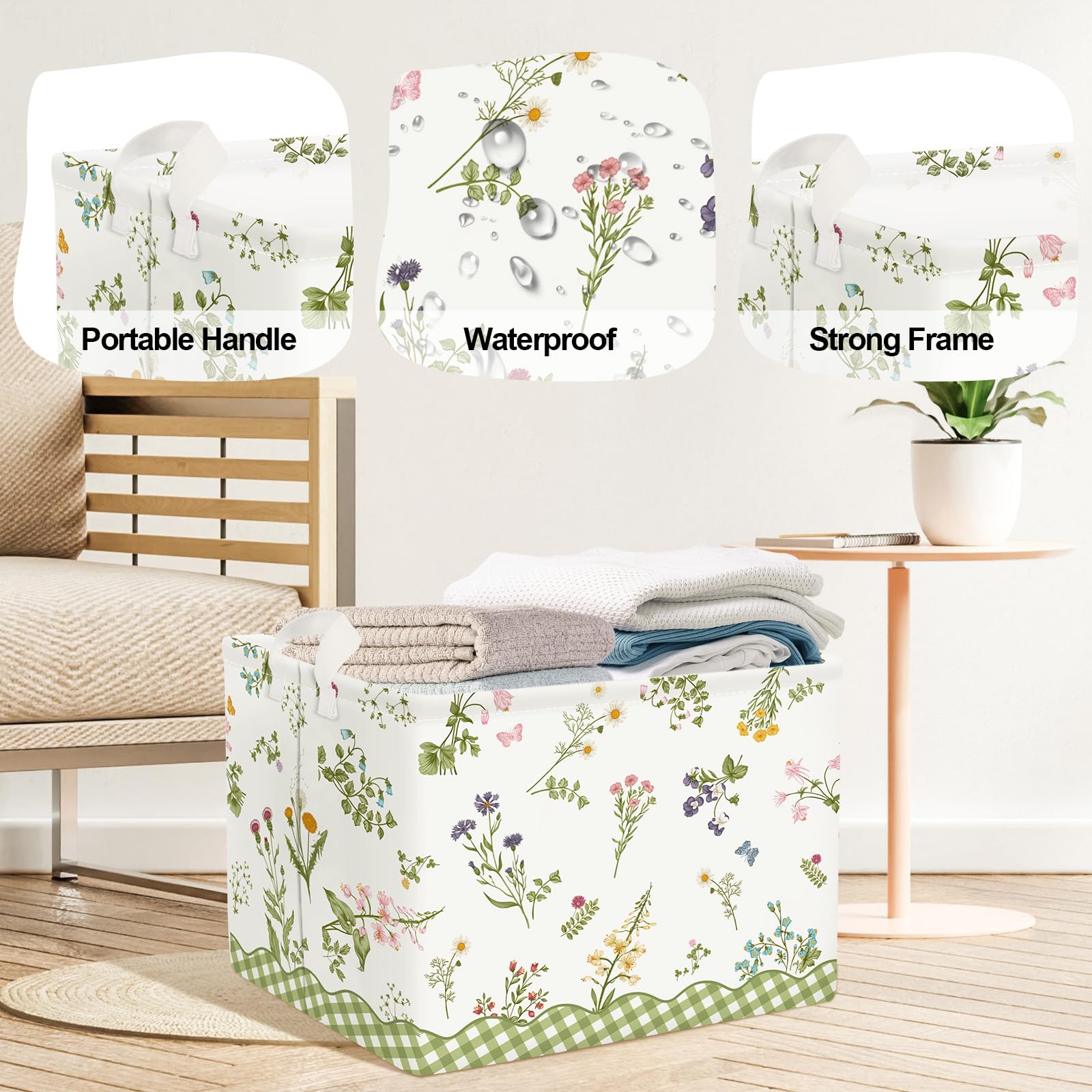 Grande Cesta Ropa Sucia Flores Plegable Cestos Almacenaje Ropa Juguetes para Padres,Mariposa,36L
