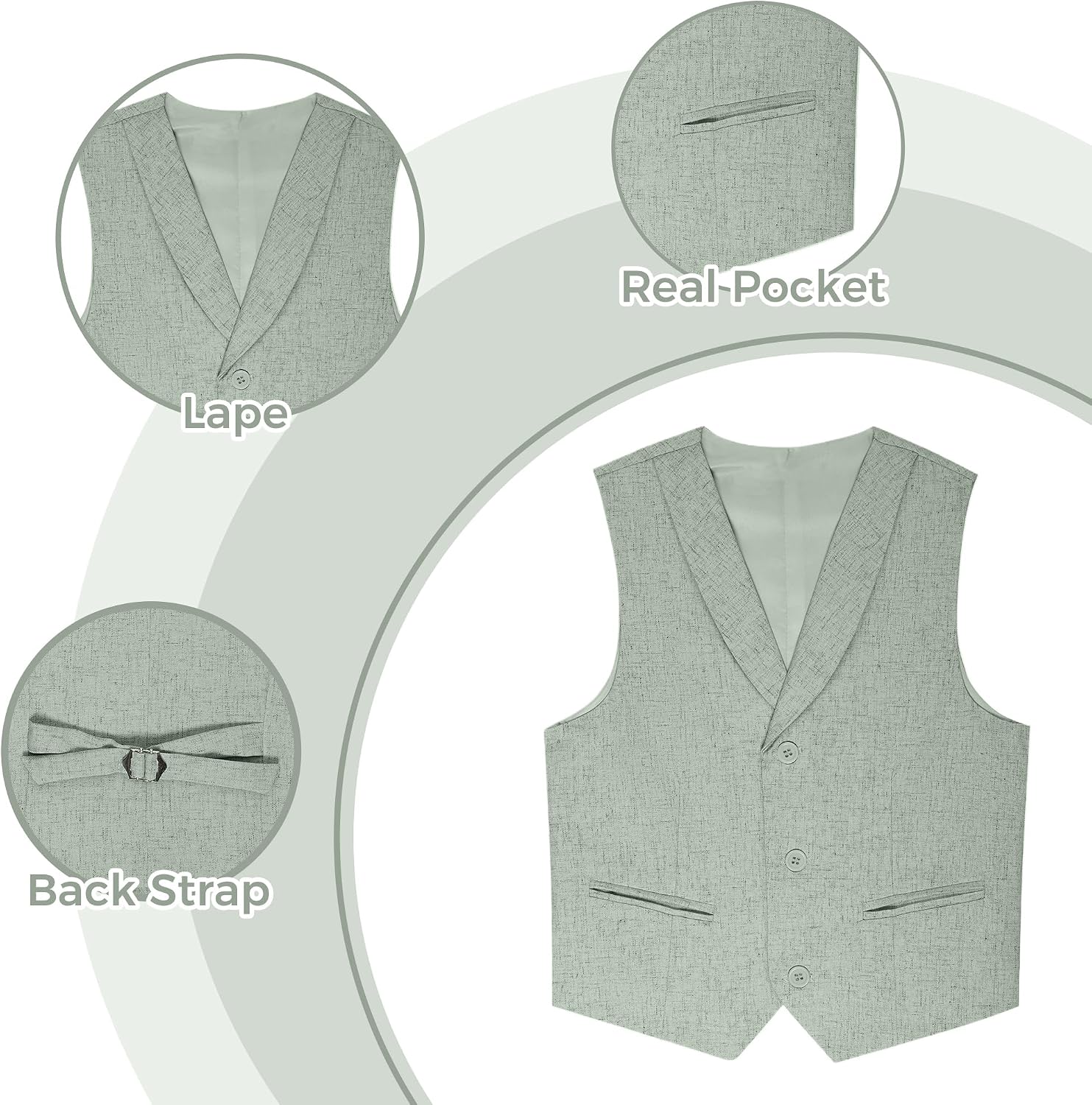 Boys Linen Suit 4 Pcs Tuxedos Formal Lightweight Suits for Boy Vest Pants Shirt Tie Set Wedding Outfit Party School
