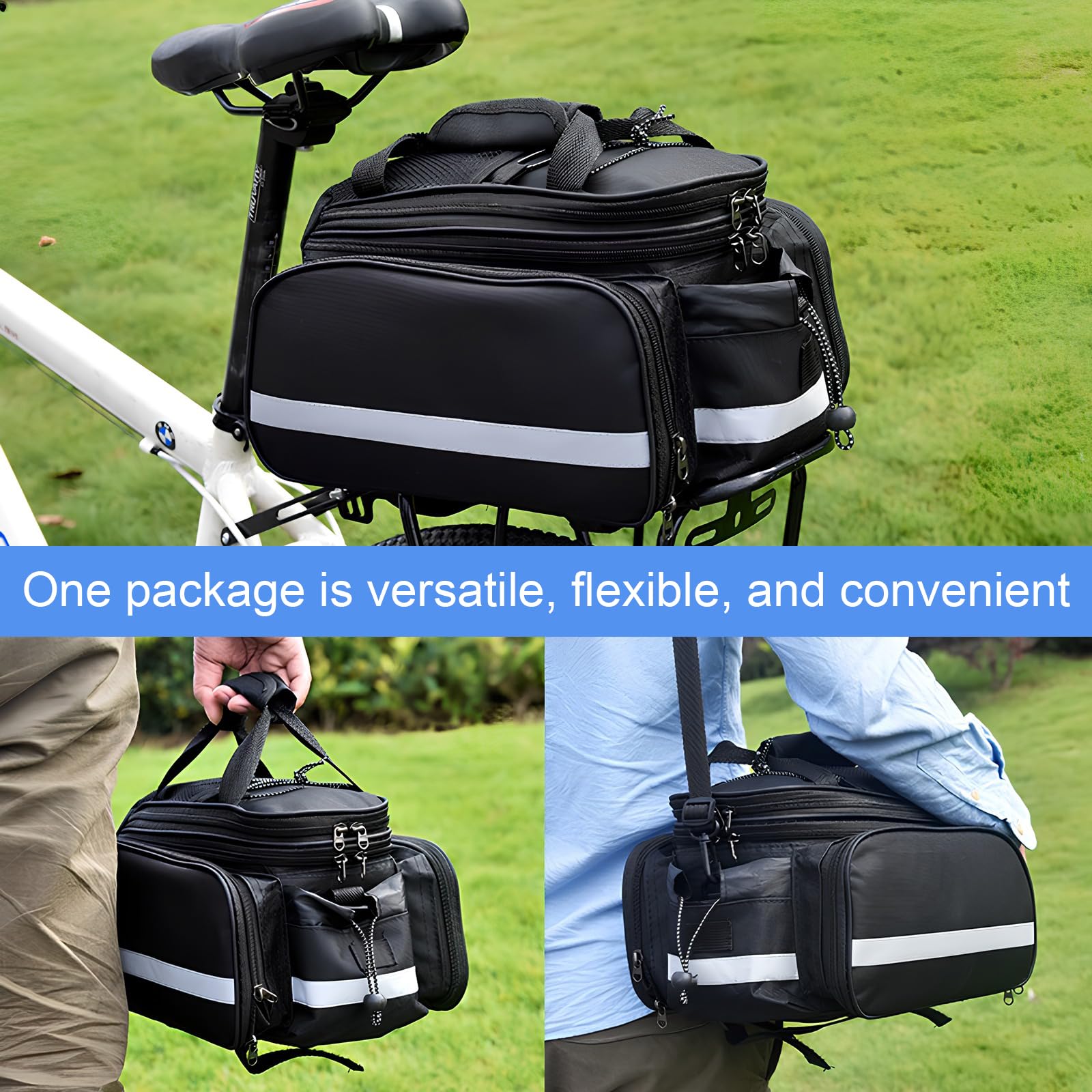 Bolso Impermeable para Maletero de Bicicleta, Bolsa Trasera para 3 en 1, Bolsa de Transporte de Equipaje, Alforja Maletero Resistente con Gran Capacidad y Seguridad