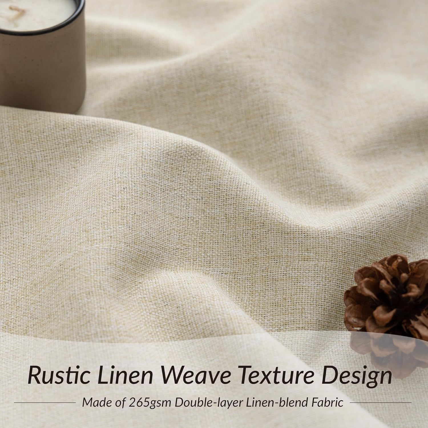 KangBang Pinch Pleat Linen Blackout Curtains 90 Inches Long for Bedroom, Thermal Pinch Pleated Drapes for Living Room Nursery, Soundproof Elegant Home Decor(2 Panels, Natural Beige,42x90)