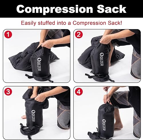 Miniatura 29 de Saco de dormir ultraligero para adultos con 600 de potencia de relleno, saco de dormir compacto con saco de compresión para mochileros, senderismo
