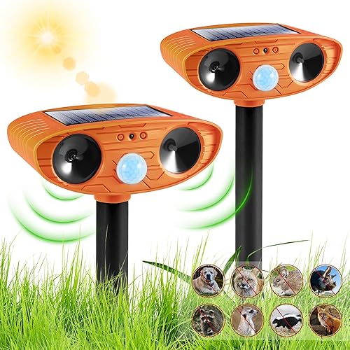 Repelente de animales ultrasónico para exteriores, repelente solar de animales, disuasorio impermeable, sensor de movimiento, dispositivos
