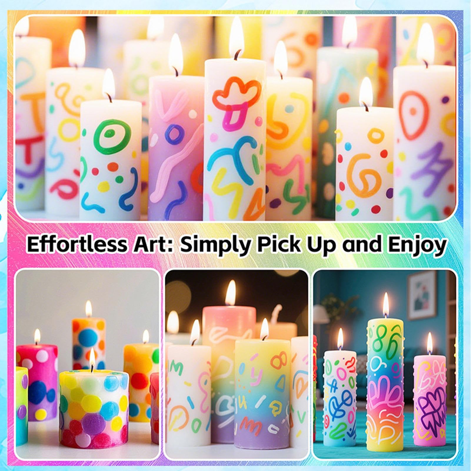 Paint Marker Canvas, 12 Vibrant Colors Candle Wax Pen Set, Writing Drawing