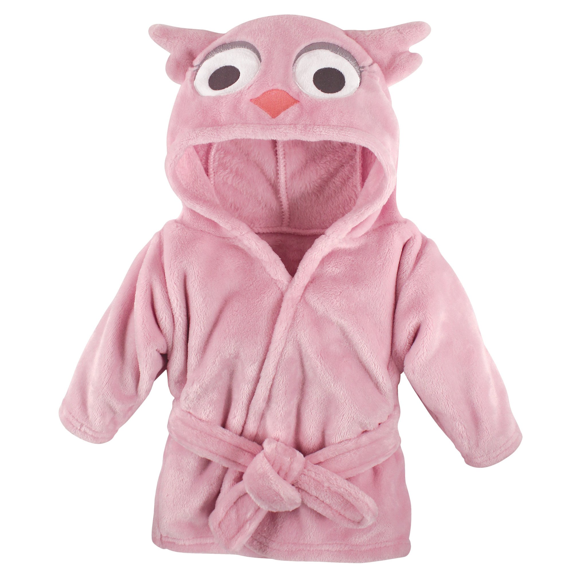 Hudson BabyHudson Baby Unisex Baby Plush Animal Face Bathrobe, Pink Owl, 0-9 Months