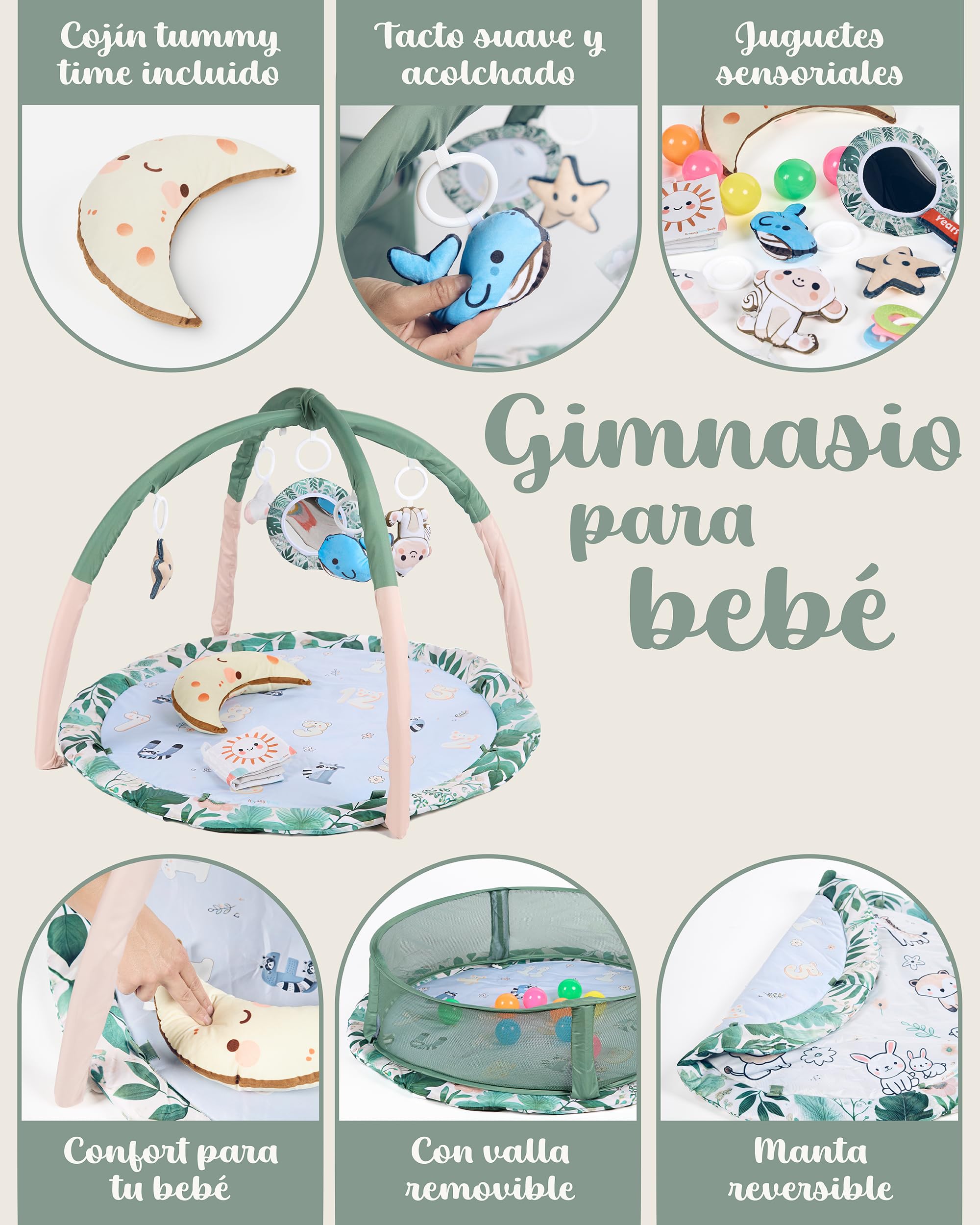 Gimnasio Bebe, Reversible 8 Juguetes Valla 10 Bolas Cojín Tummy, Gimnasio Bebe 0-6 meses, Tapete Actividades Bebe, Manta Actividades Bebe, Tummy Time Bebe, Alfombra Bebe, Manta Meses
