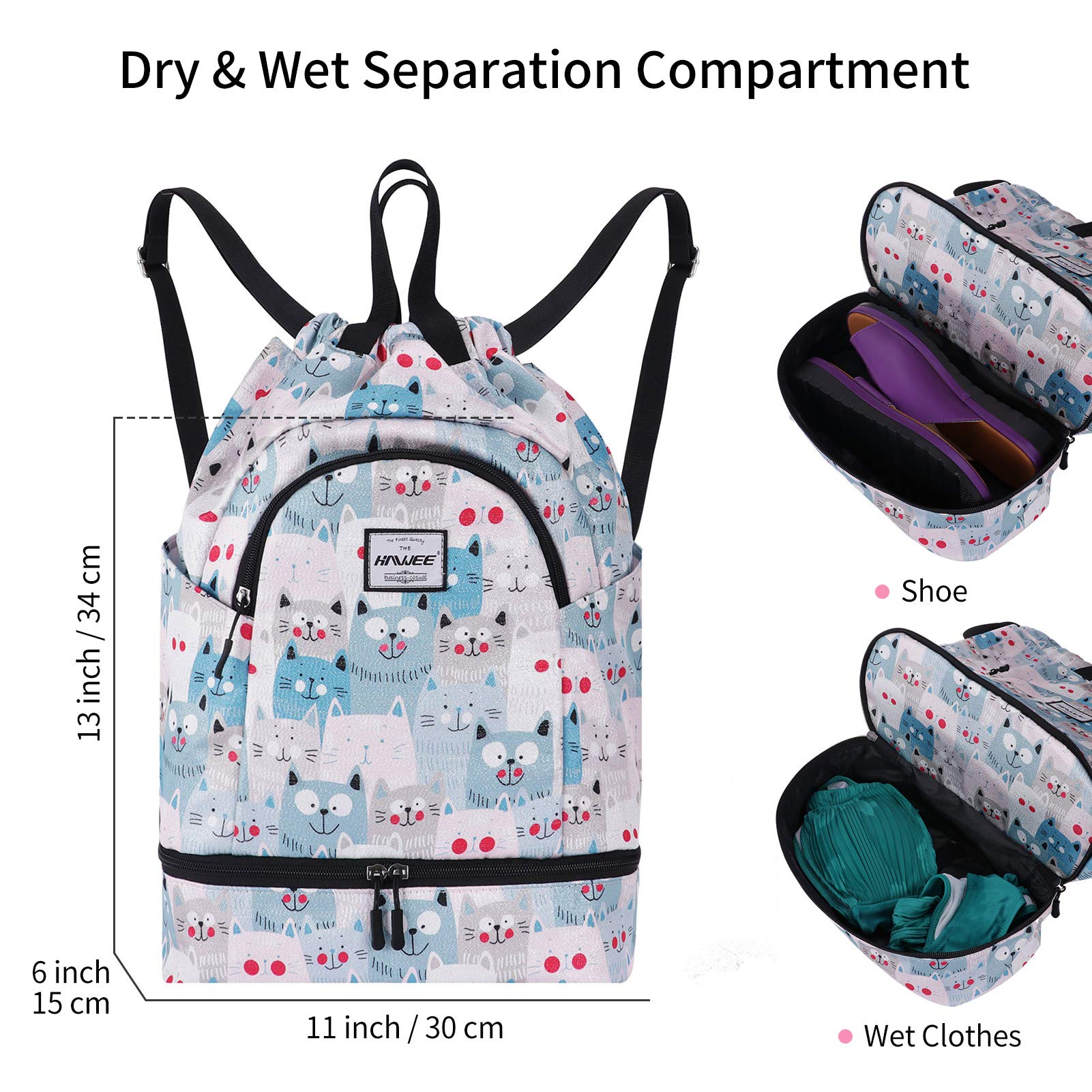 Impermeable Casual Mochila con Cordón Grande Deporte Bolso de Gimnasia Mochila de Cuerda Unisex para Mujer Hombre Vida Cotidiana Aire Libre Yoga Escuela Nadar Playa — view 7