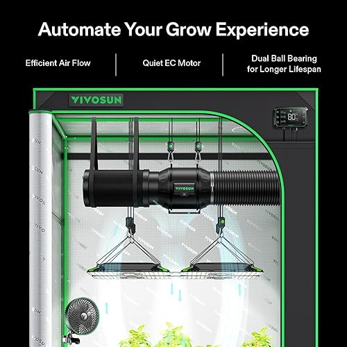 Miniatura 2 de VIVOSUN AeroZesh - Ventilador de conducto en línea T6, silencioso ventilador de escape de ventilación de 6 pulgadas 408 CFM con motor EC y