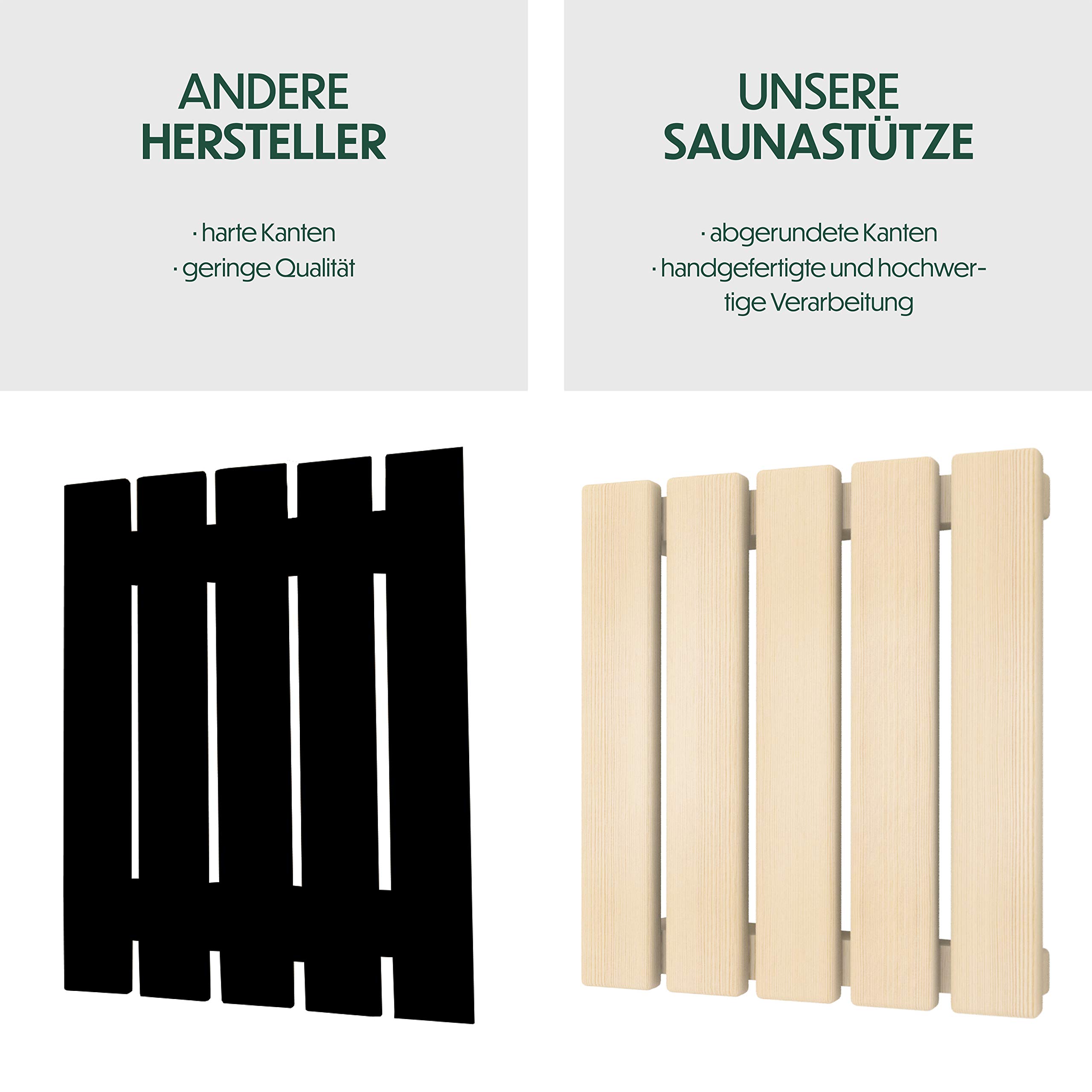 CozyNature® Poggiatesta per sauna | 2022 UPDATE - senza resina | Schienale di alta qualità in pino finlandese | Set di 2 pezzi | Accessori per sauna 2 in 1 | fatti a mano | trattati termicamente