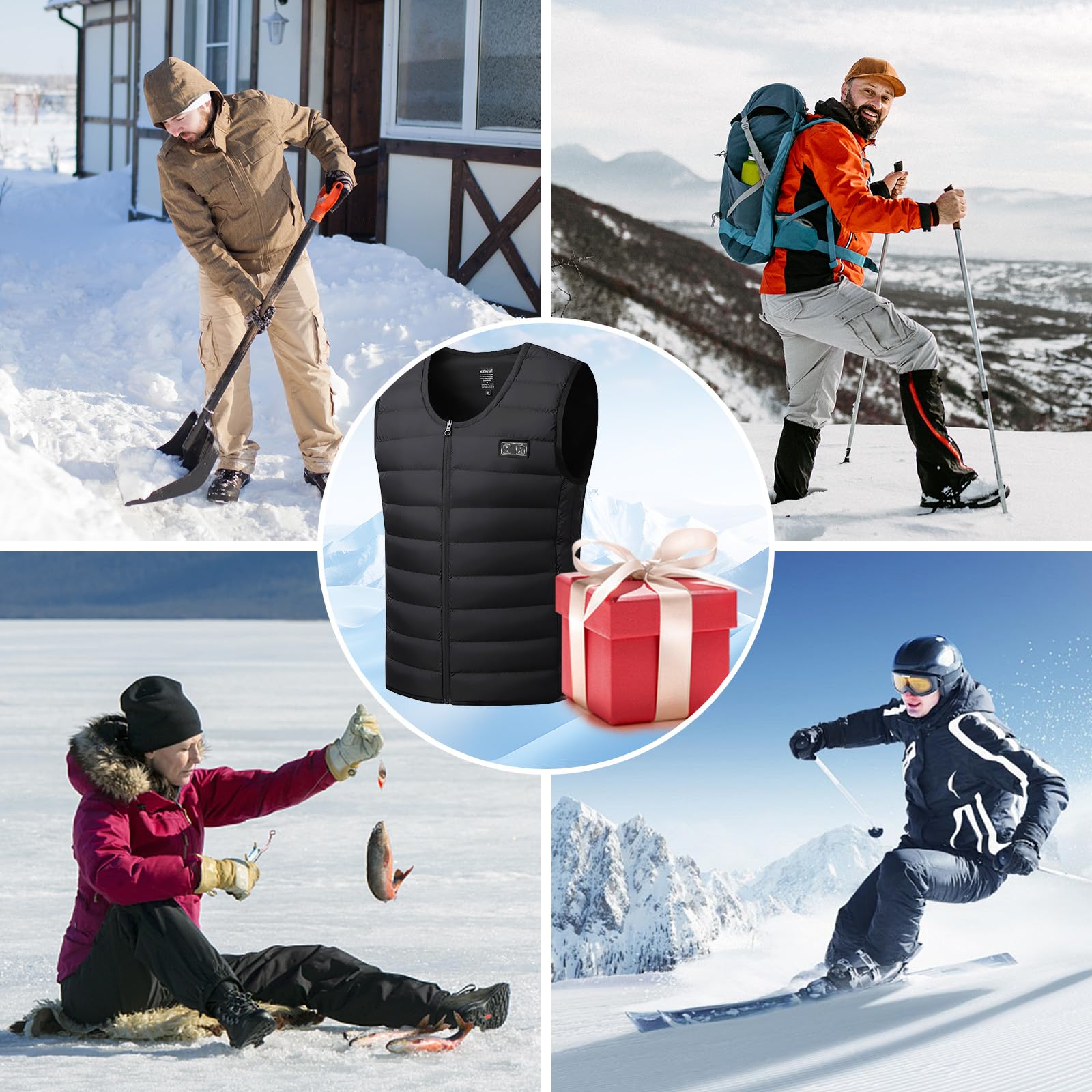 Chaleco calefactable para mujer y hombre, con batería USB, 5 V, 10000 mAh, chaqueta térmica de invierno para actividades al aire libre, senderismo