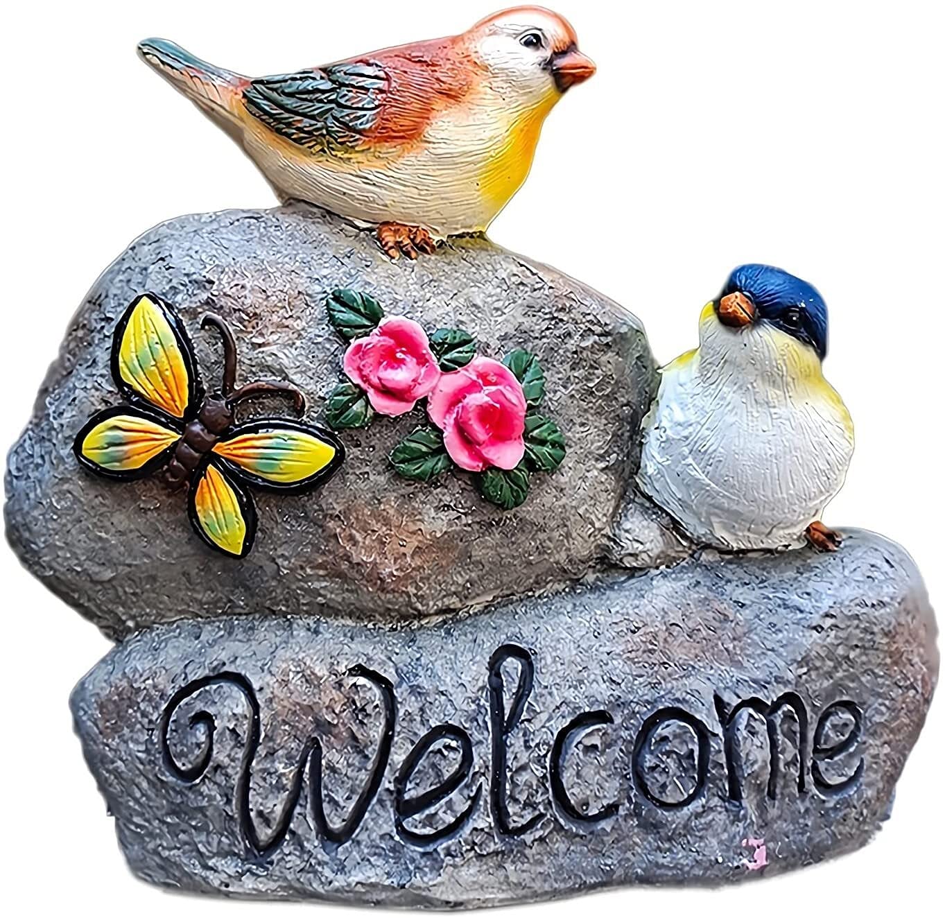 Statue d'extérieur jardin oiseaux signe bienvenue résine pour art décoration cour pelouse patio