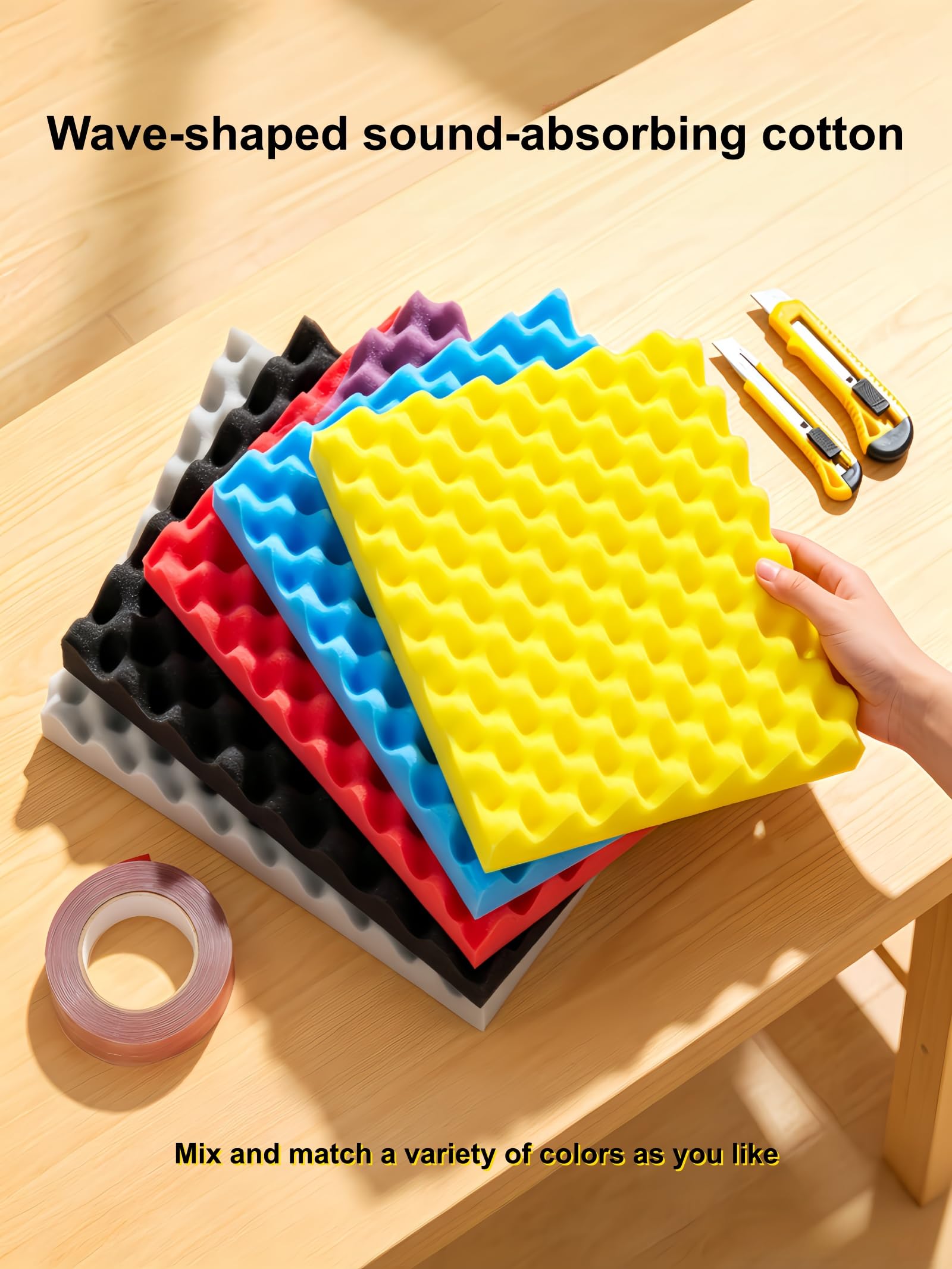 Schiuma Acustica Autoadesiva 3 cm Pannelli Bugnati per Studio 4 Pezzi