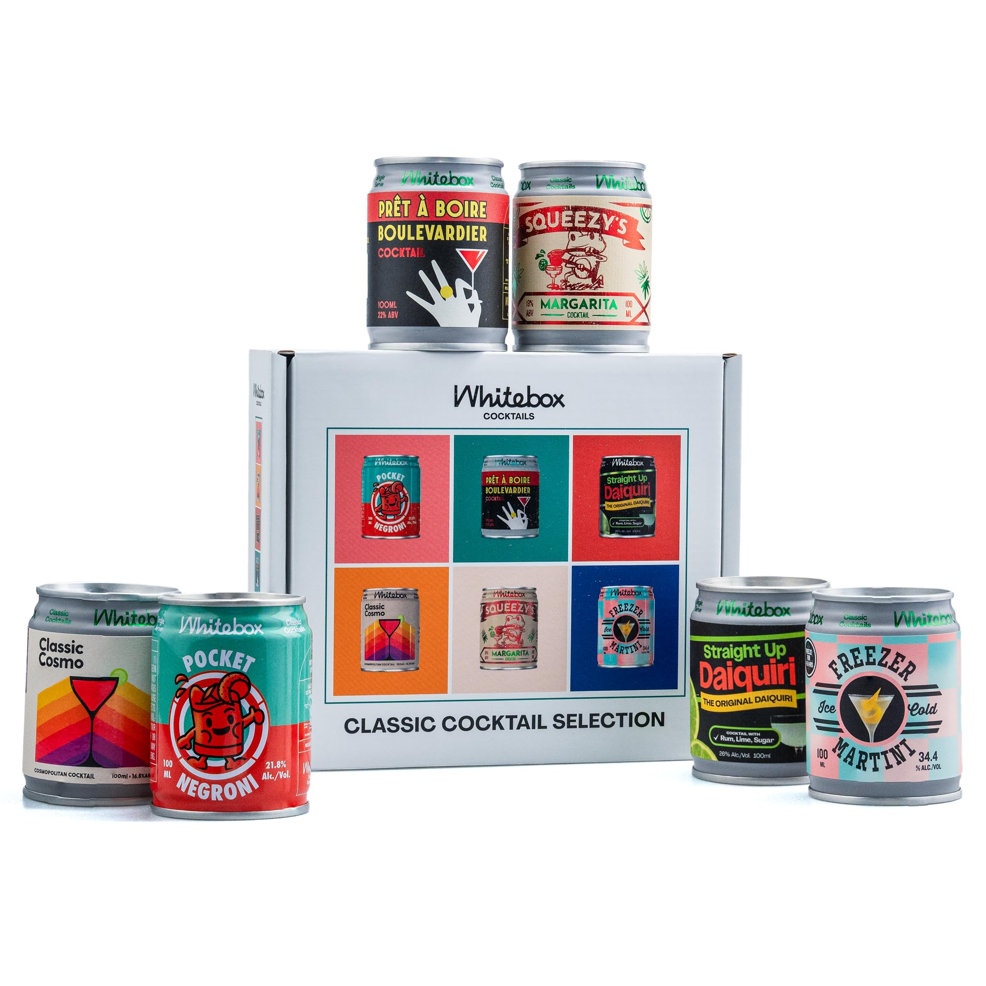 WHITEBOX COCKTAILS Single Serve Selection Box — Case Of 6 | Selection Box | Pre-mixed Ready To Drink Gift Set 6x100ml