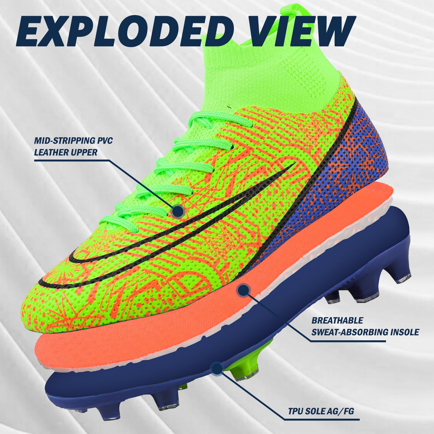 DimaiGlobal Scarpe da Calcio Uomo Sportivo attività Scarpe da Futsal Professionali competizioni Scarpe da Allenamento Teenager Indoor Scarpe da Calcetto Prato Artificiale