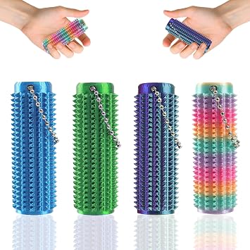 4 Pcs Little Ouchies Pain Fidget, Pain Stim Fidget Toy for Adults & Teens, 3D Printed Spiky Grippie Stim Keychain, Sensory Toy for Stress Relief & Focus, Office Workers Novelty Gifts for Men