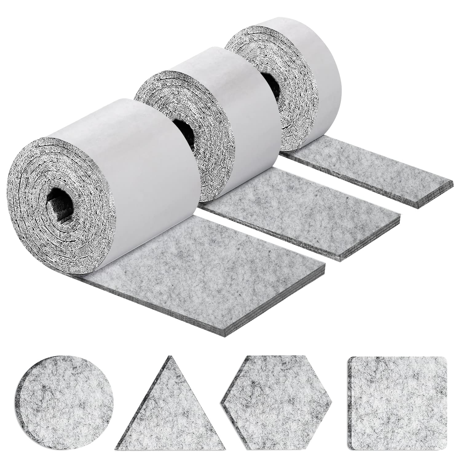 shinfly Self-Adhesive Felt Gliders 5 mm Thick, Felt Self-Adhesive Furniture Gliders (100 cm x 10 cm + 100 cm x 2 cm), Cuts Any Shape, Strong Adhesive Non-Slip Felt Pads for Chairs Furniture