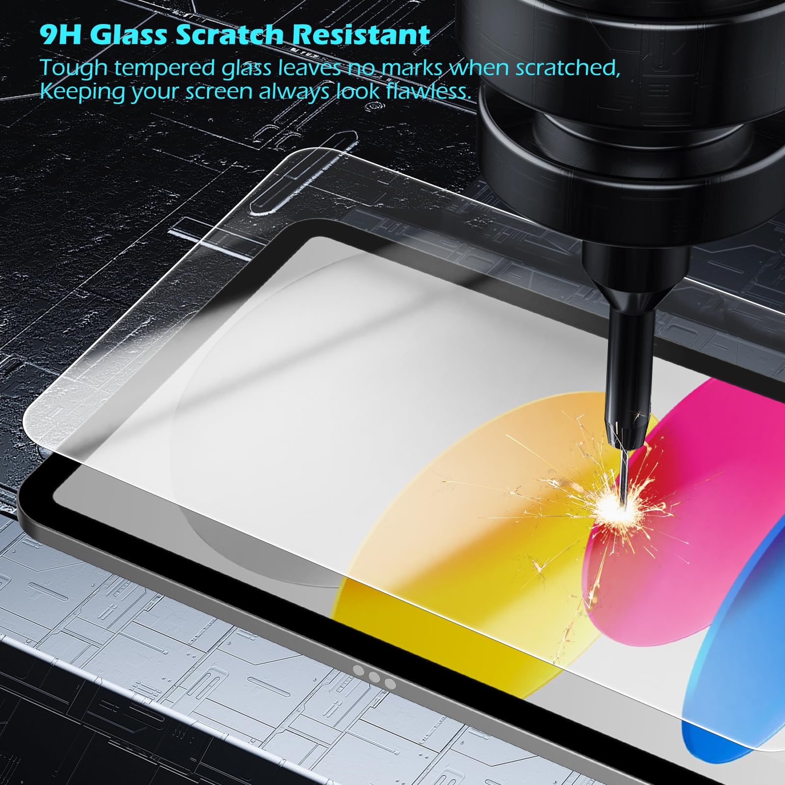 Hianjoo Ochraniacz ekranu kompatybilny z iPad 11. 2025/ 10. 2022 A16 10,9", szkło hartowane z tacą instalacyjną [przejrzystość HD] [twardość 9] [odporne na zarysowania] [łatwa instalacja]