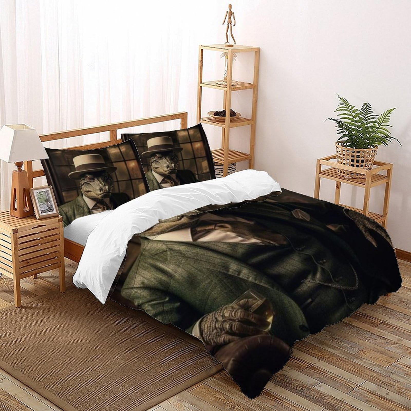 Housse de couette crocodile super king anti-plis pour grand lit d'enfant et ado