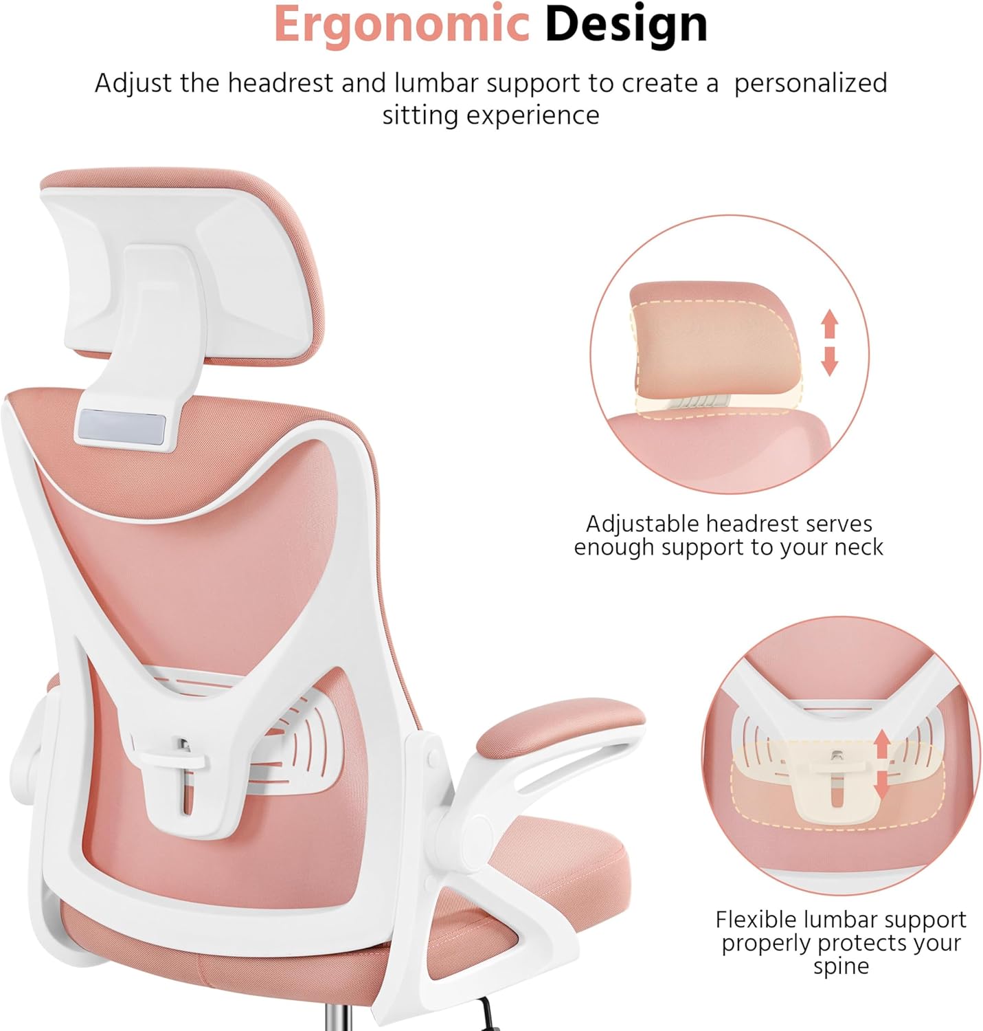 Design ergonomico con poggiatesta regolabile e supporto lombare