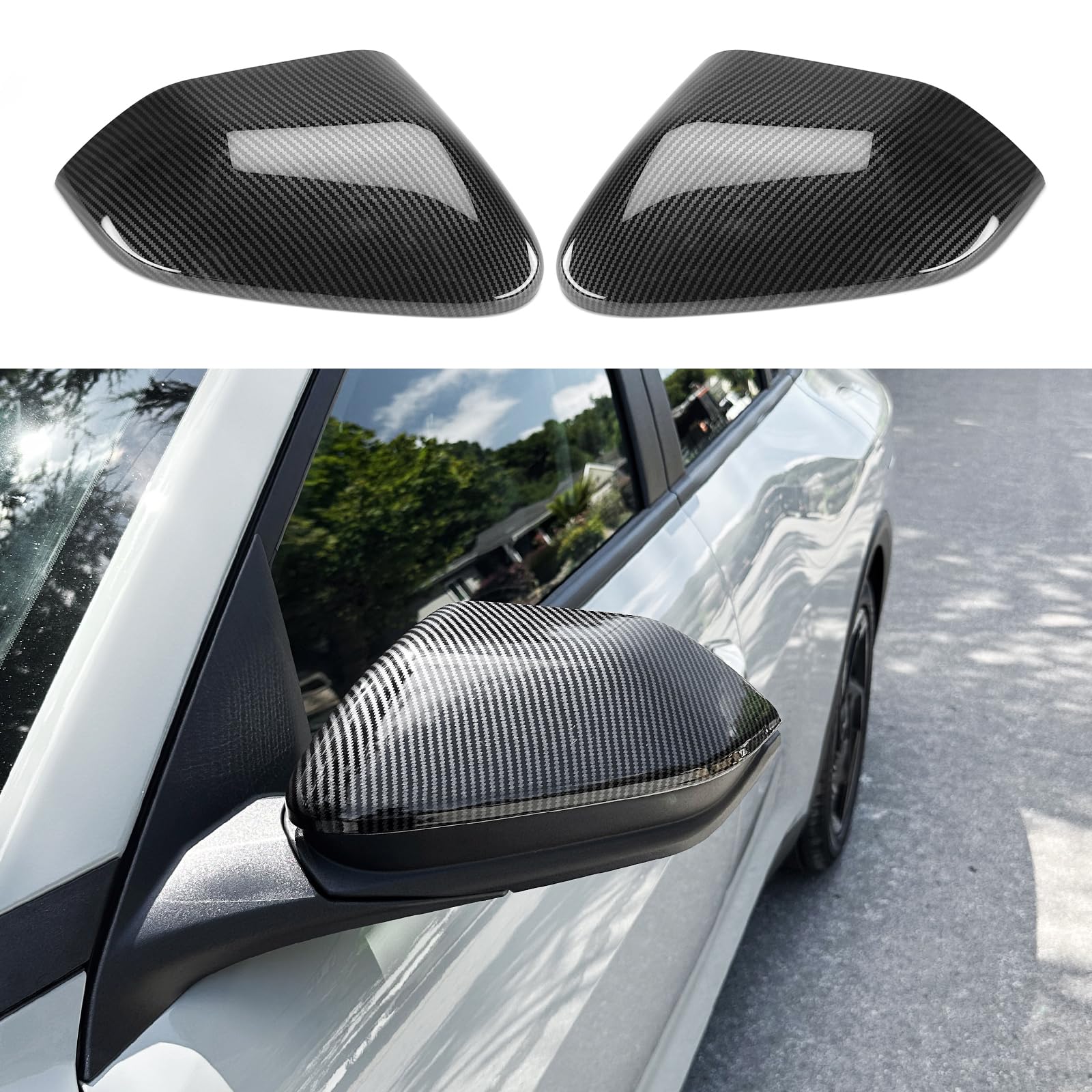 MXkanos Carbon Fiber Side Mirror Covers For Kia K5/Optima 2021-2025 - ABS Plastic, Easy Adhesive Install