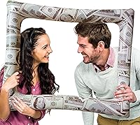 Vista 4 de Bill Dollar - Marco inflable para fotomatón para selfies, accesorios gigantes para fiestas temáticas de dinero, marco de fotos para cumpleaños