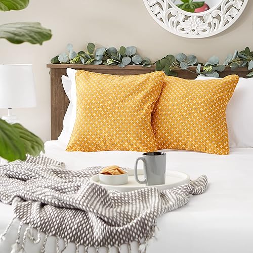 Miniatura 24 de DII Colección de fundas de almohada, algodón reciclado, cremallera oculta, 18x18, rayas cambray, azul brillante, 2 piezas