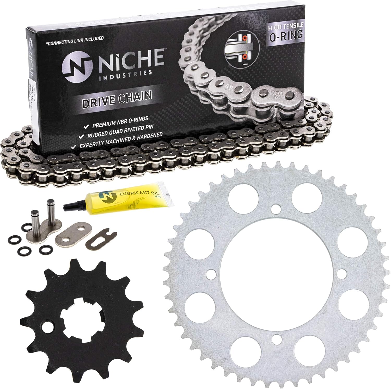 NICHE Drive Sprocket Chain Combo for Kawasaki KX100 Front 13 Rear 49 Tooth 420V O-Ring 124 Links