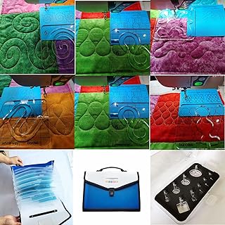 HONEYSEW Free Motion Quilting Templates Series 5 with Quilting Frame+9pcs Quilting Foot+Sewing Ruler Bag