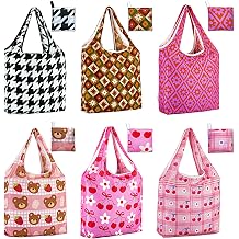 LOLOMLO 6 Pack Eco-Friendly Reusable Grocery Bags Lightweight Durable Washable Shopping Tote Foldable Outings Storage Pouch