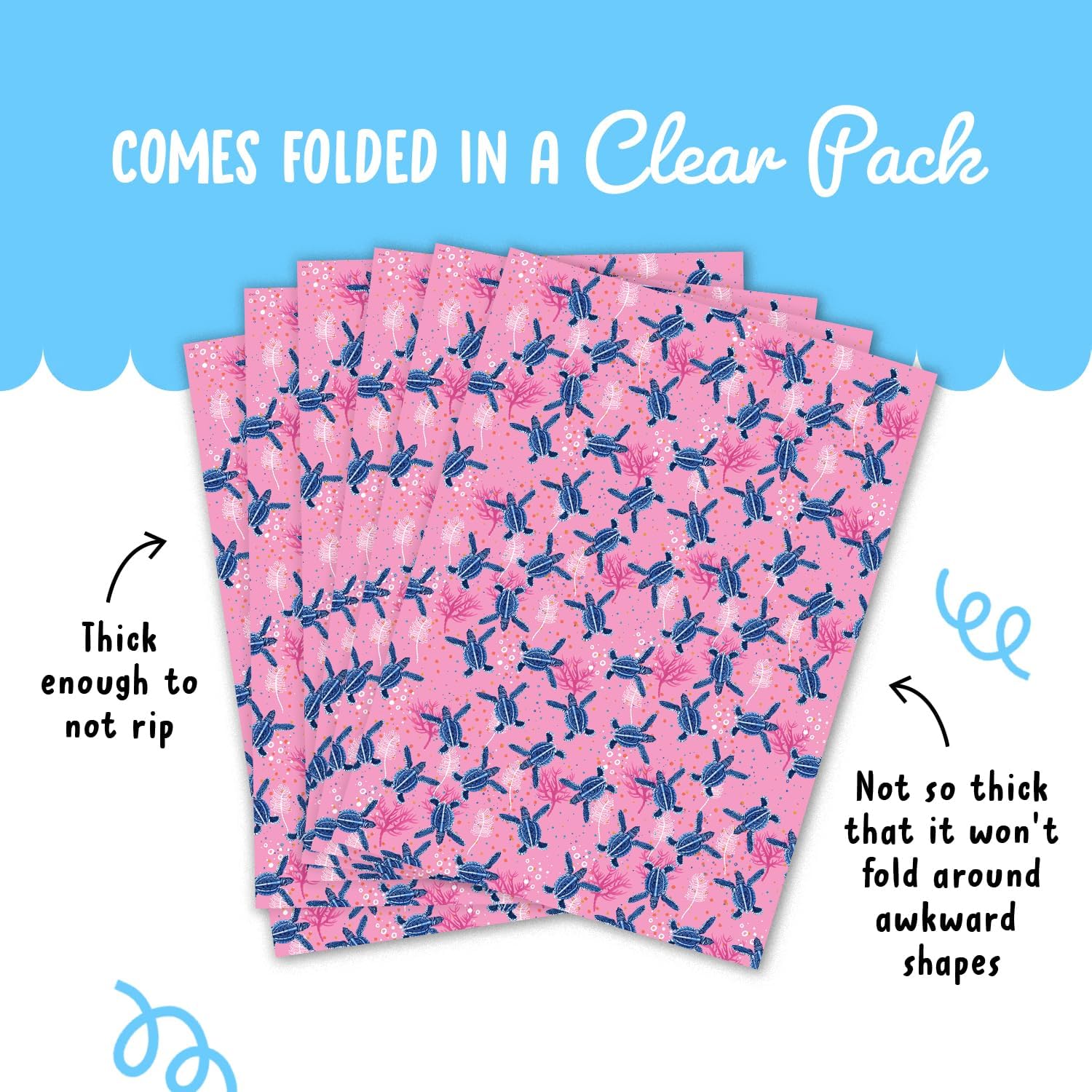 CENTRAL 23 - Pink Wrapping Paper - Blue Turtles - Birthday Gift Wrap - 6 Sheets - For Girls Women Females - Recyclable image 4