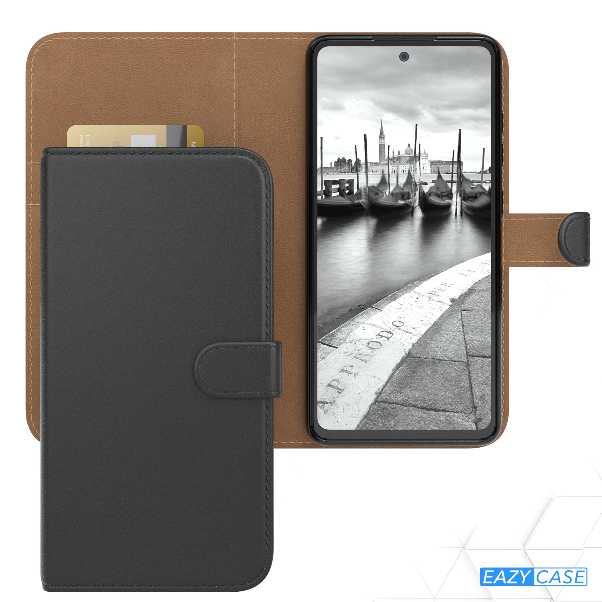 EAZY CASE - Cover a libretto per Galaxy A16, cover telefono con protezione fotocamera, chiusura magnetica, funzione stand, custodia vintage con slot carte - Marrone chiaro