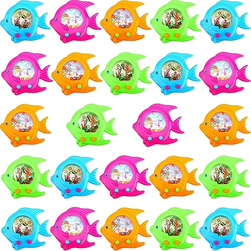 Cotiny Juego de 24 piezas de lanzamiento de anillos de pez peces de agua coloridos arcade retro juguetes de bolsillo para niños juegos retro