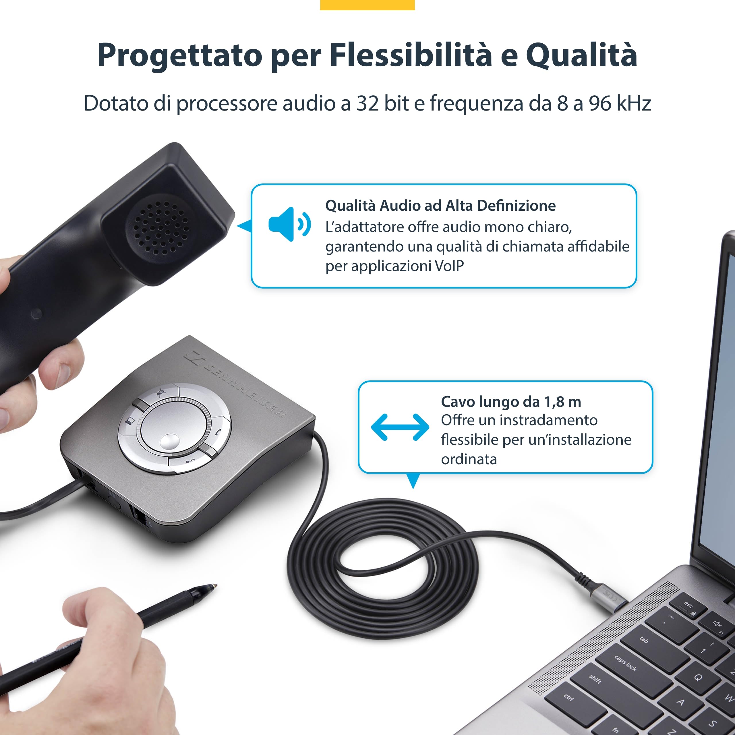 StarTech Adattatore USB-C a RJ9 per Cornetta, 1,8m (UR9-HEADSET-ADAPTER) | Cuffie cablate o wireless, Per telefono fisso
