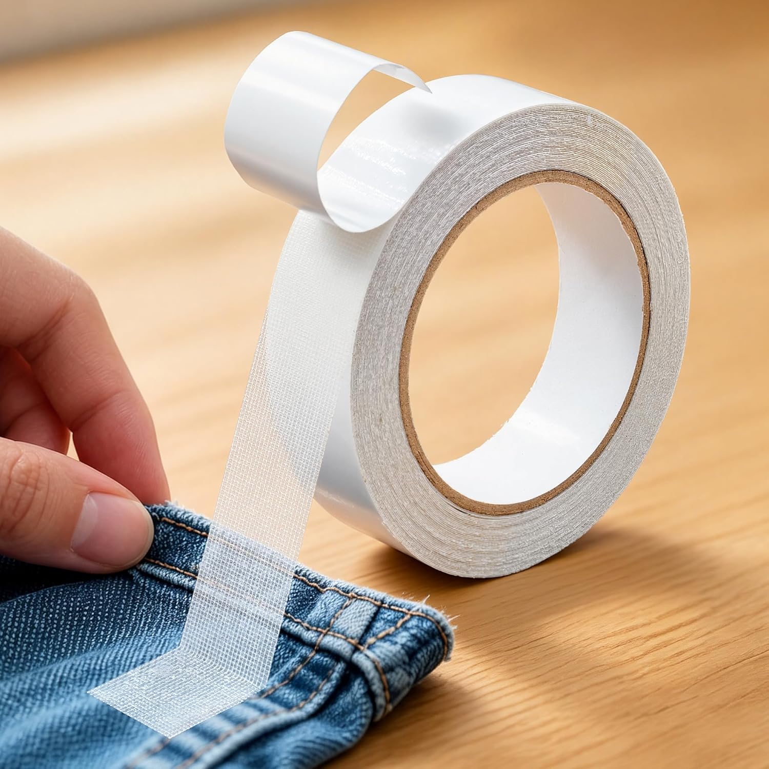 Hem Tape for Pants, 1In X 40FT, Double Sided Fabric Tape | No Sew No Iron, For Pants, Curtains, Dress, Jeans, Clothing, Rug, Carpet, Arts, Stitch Witchery Hemming Tape,Heavy Duty