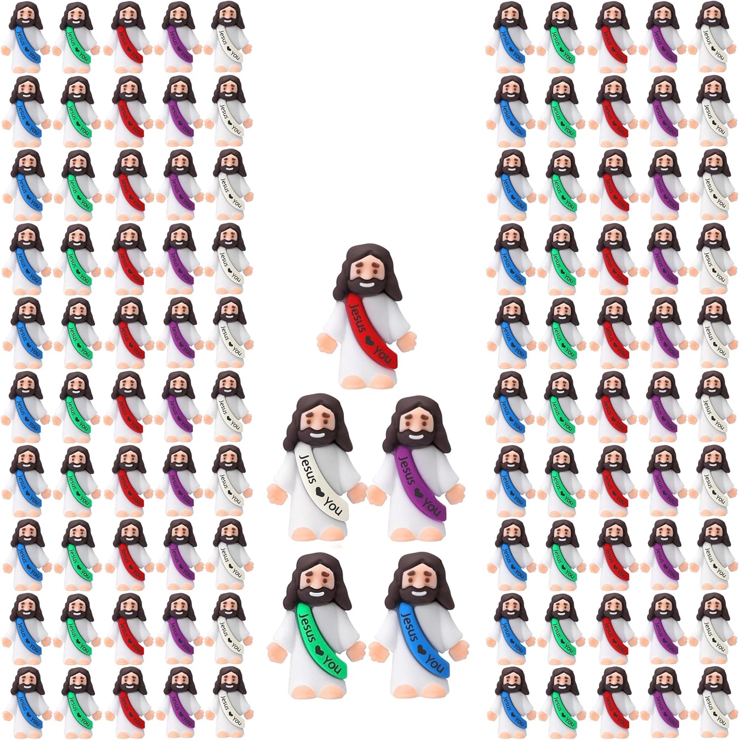 200Pcs Little Jesus Figures, Baby Jesus Figure Mini, Tiny Mini Jesus Loves You Figures Statues for Religious Party Favors Sunday School, Christian Gifts Decor for Church, Baptism Gifts