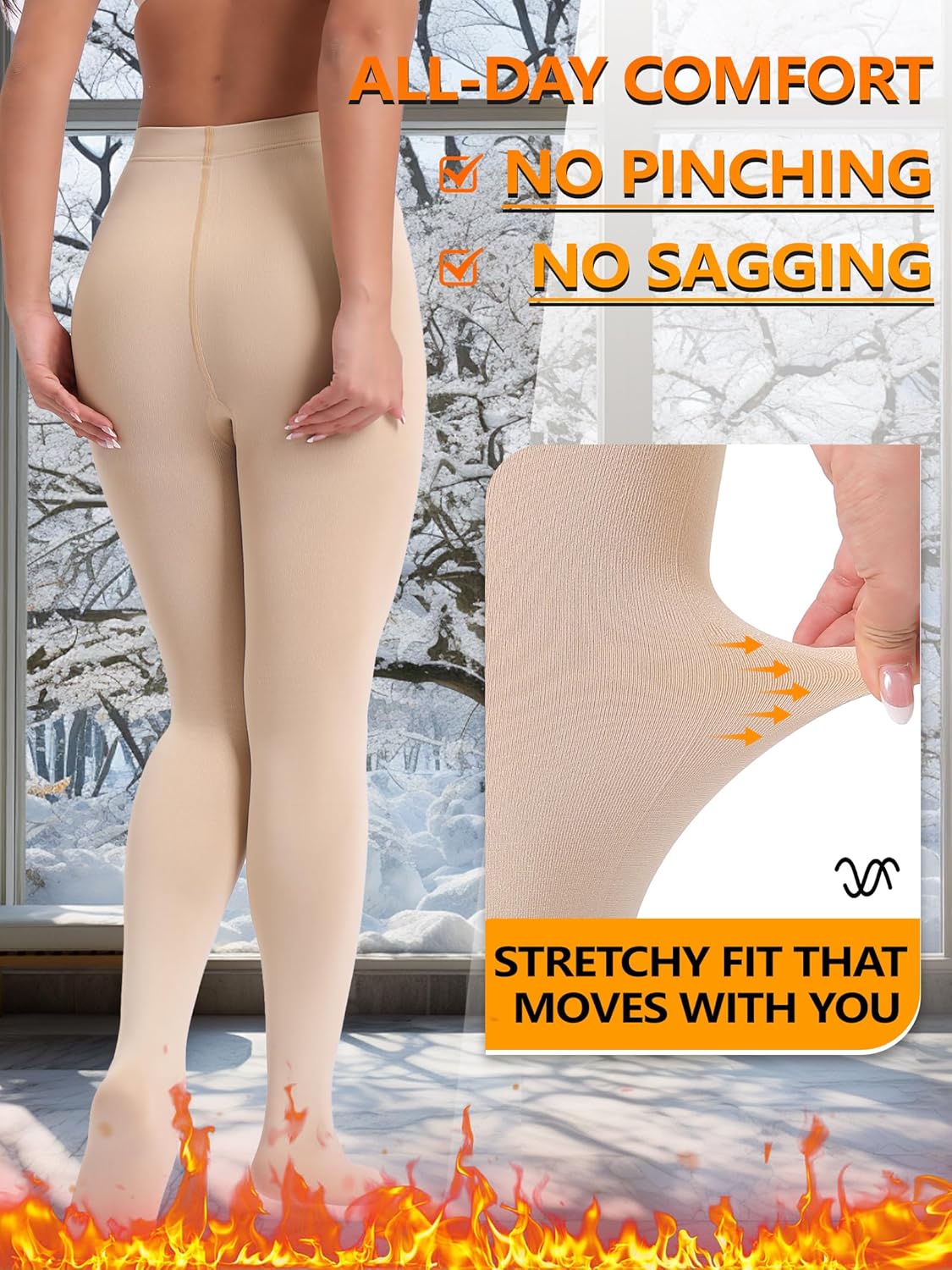 HONENNA Colorful Womens Fleece Lined Tights High Waisted Opaque Winter Thermal Pantyhose, Medias Termicas Para Mujer - Image 4