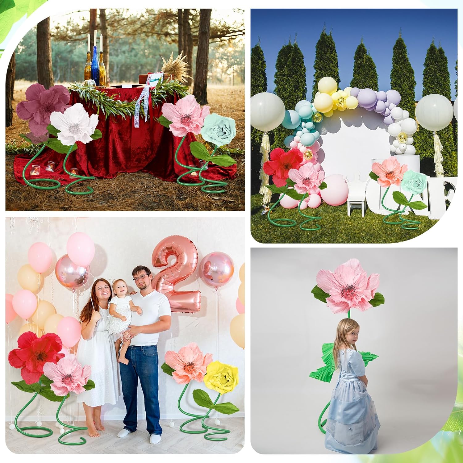 Tioncy 207 Pcs Giant Flowers Supplies, Include 3 Pcs 78.7 Inch Flexible PVC Pipe 200 Floral Stems Wire 4 Tape for Artificial Flowers Stem, Balloon Arches, Floral Wedding Decor, DIY Crafts