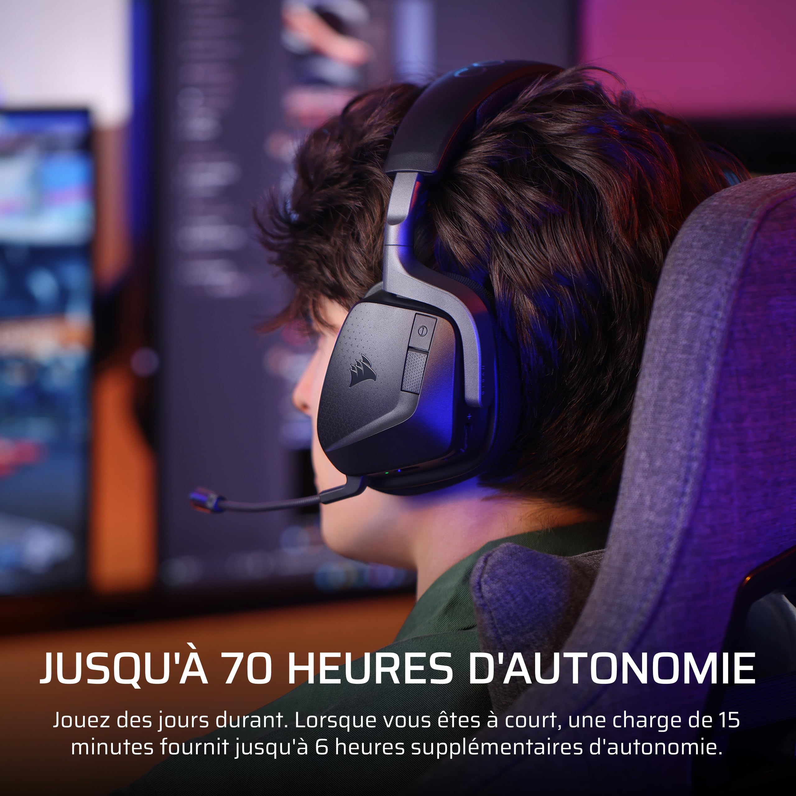 Corsair Void v2 Max sans Fil Xbox Casque Gaming – Carbon | 70 Heures Batterie, l'audio Spatial Dolby Atmos, 2.4GHz/Bluetooth, RGB, iCUE – Xbox, PlayStation, PC, Switch, Mac, Mobile