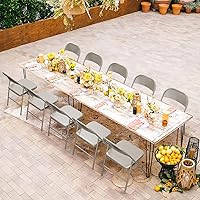 Vista 2 de VINGLI Folding Chairs All Steel Metal Frame, Capacity 350 lbs, Durable Portable and Versatile for Indoor Outdoor Use, Khaki, Set of 8