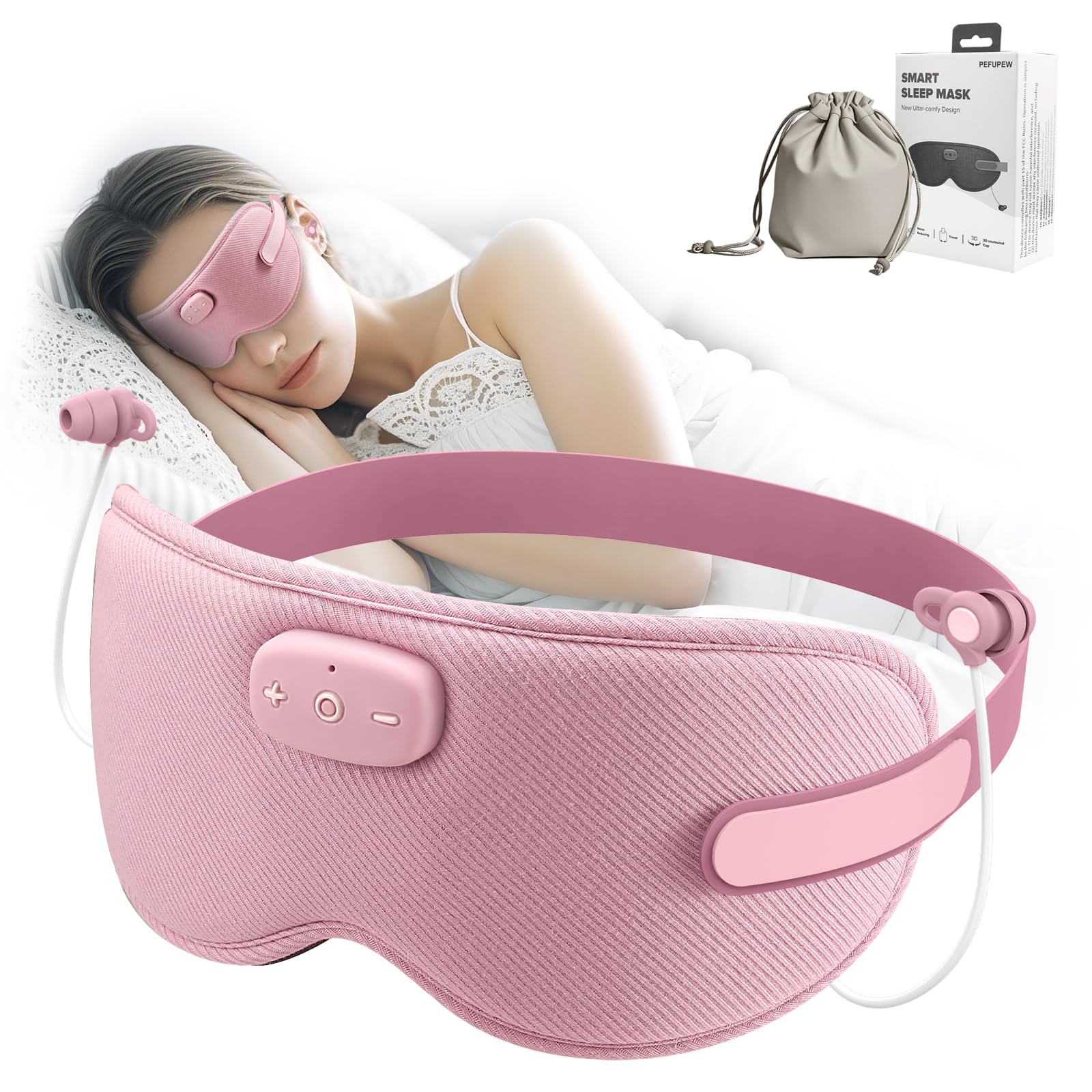 3D Sleep Mask with Bluetooth Headphones Sleeping Earbuds with HD Mic Sleep Eye Mask for Side Zero Eye