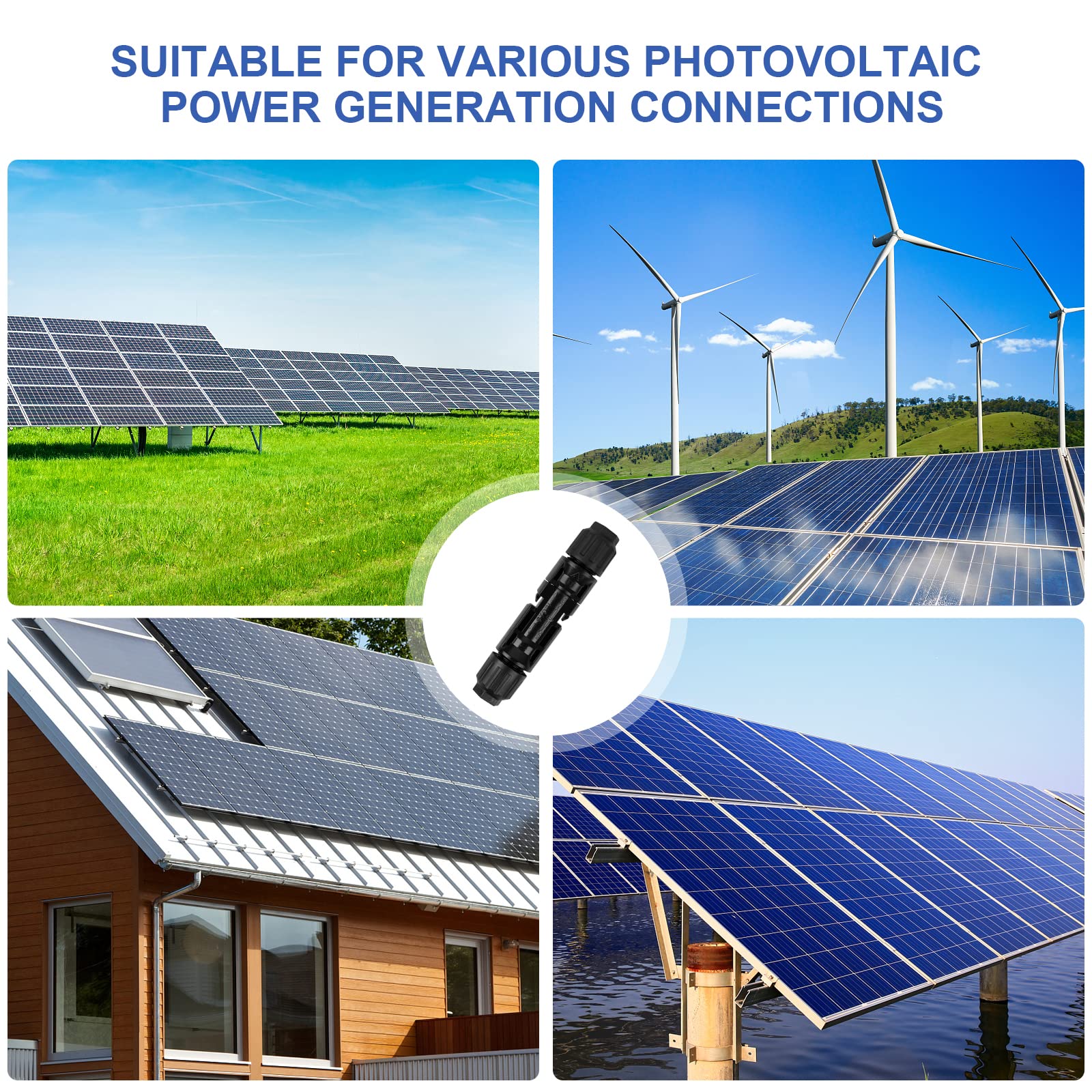 Lot de 50 paires de fiches solaires avec 2 clés à molette, connecteur photovoltaïque IP67
