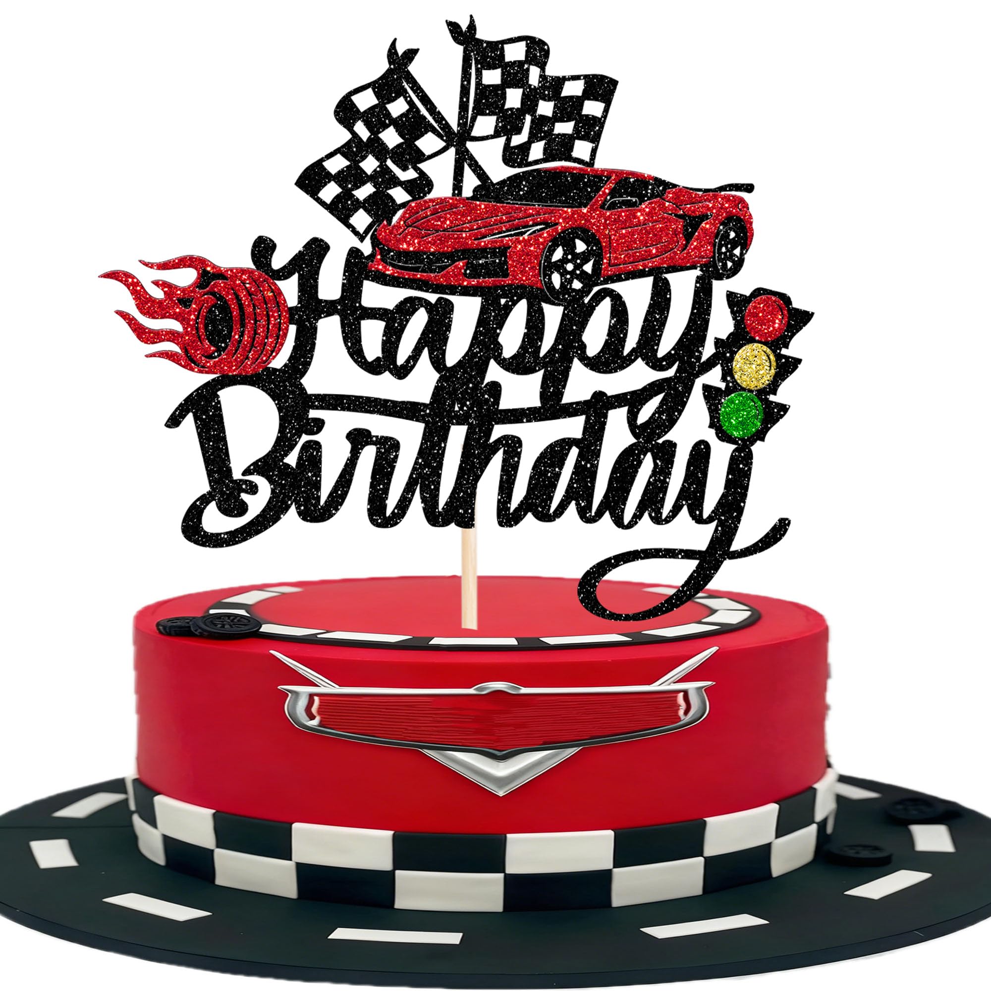 1 Stück Renn Auto Tortendeko Glitzer Fast One Cake Topper Ka