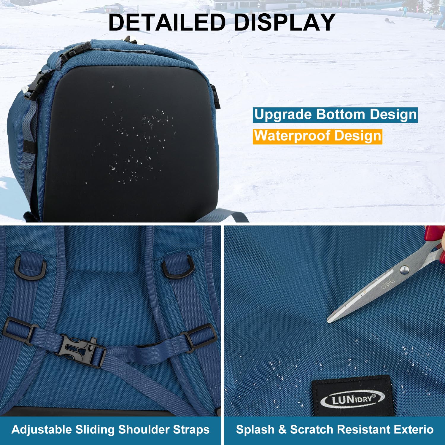Mochila para Botas de Esquí 65L con Compartimento para Casco, Snowboard